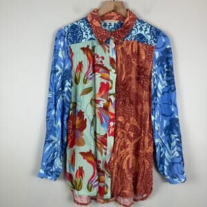 Soft Surroundings Hermosa Top Women's M Multi Artsy Floral Patchwork Mixed Tunic
